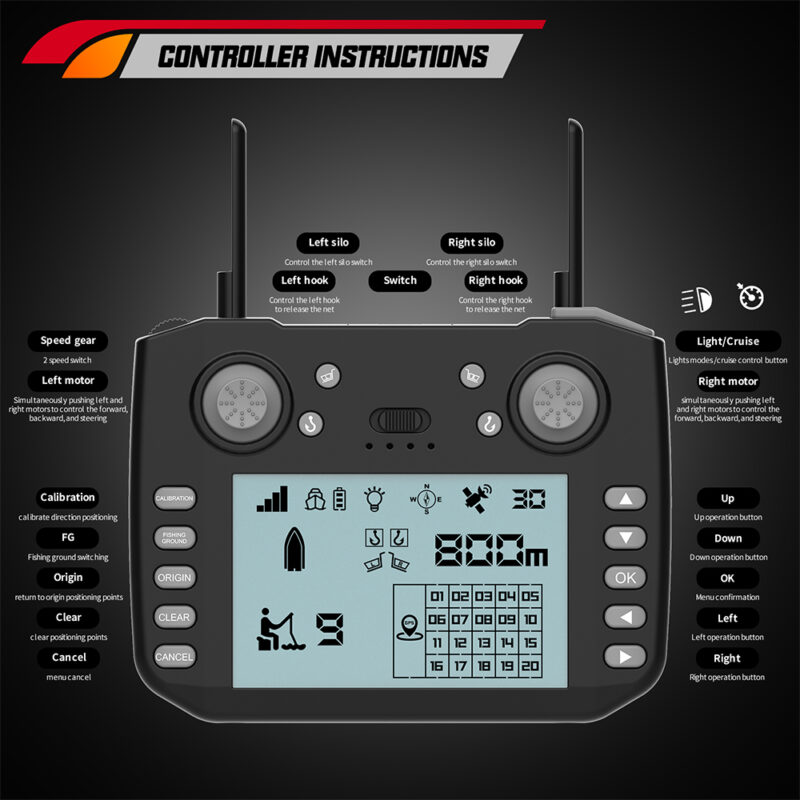 Flytec V030 pašaro masalo gabenimo laivelis valtele su GPS