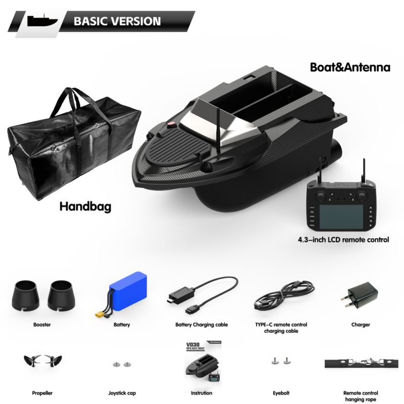 FlyTec V080 Pašaro jauko gabenimo laivelis su GPS Basic versija su echolotu