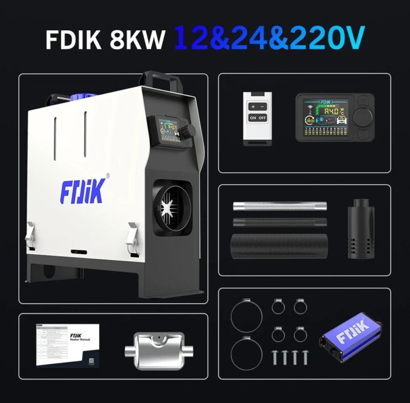 Universalus 12V 24V 220V Dyzelinis šildytuvas 8kw su Bluetooth valdymu - Image 13