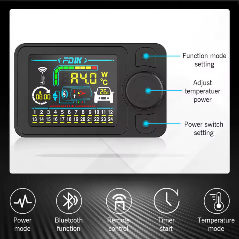 Universalus 12V 24V 220V Dyzelinis šildytuvas kvadratiniu korpusu 8kw su Bluetooth valdymu