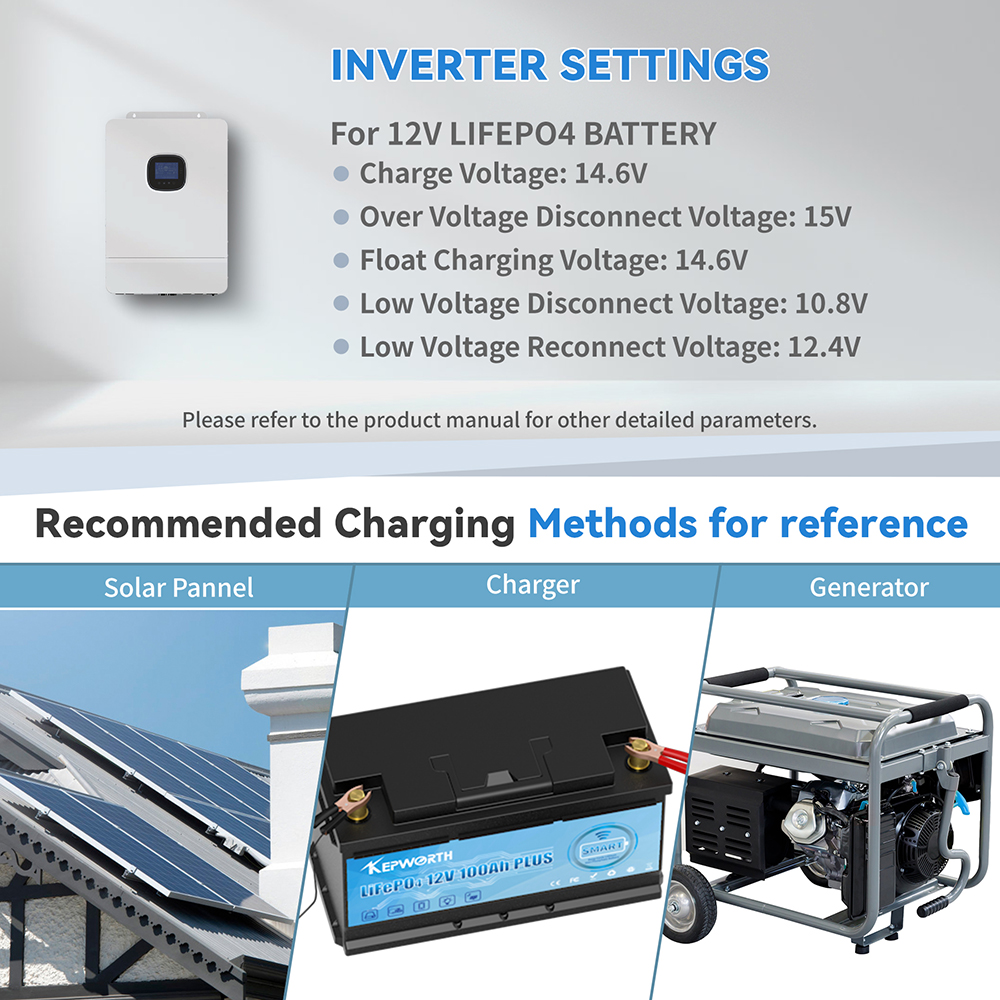 Kepworth 12V LifePo4 Akumuliatorius 100AH su Bluetooth valdymu