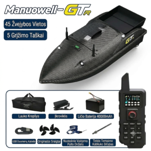 Manuowell GTR GPS Pašaro laivelis su gylio ir temperatūros sensoriumi